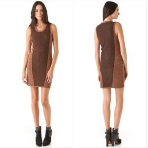 Rag & Bone Dress Womens XS Copper Orange Black Metallic Knit Amanda Sleeveless